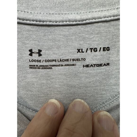 Under Armour Loose Heat Gear Women T-Shirt Size XL Gray With Blue - Picture 3 of 8